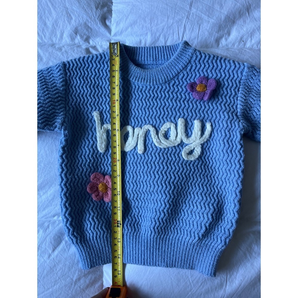 Kids Blue Honey Daisy Sweater Knit Pullover Long Sleeve Casual Top Size 2T / 90 - Picture 2 of 5